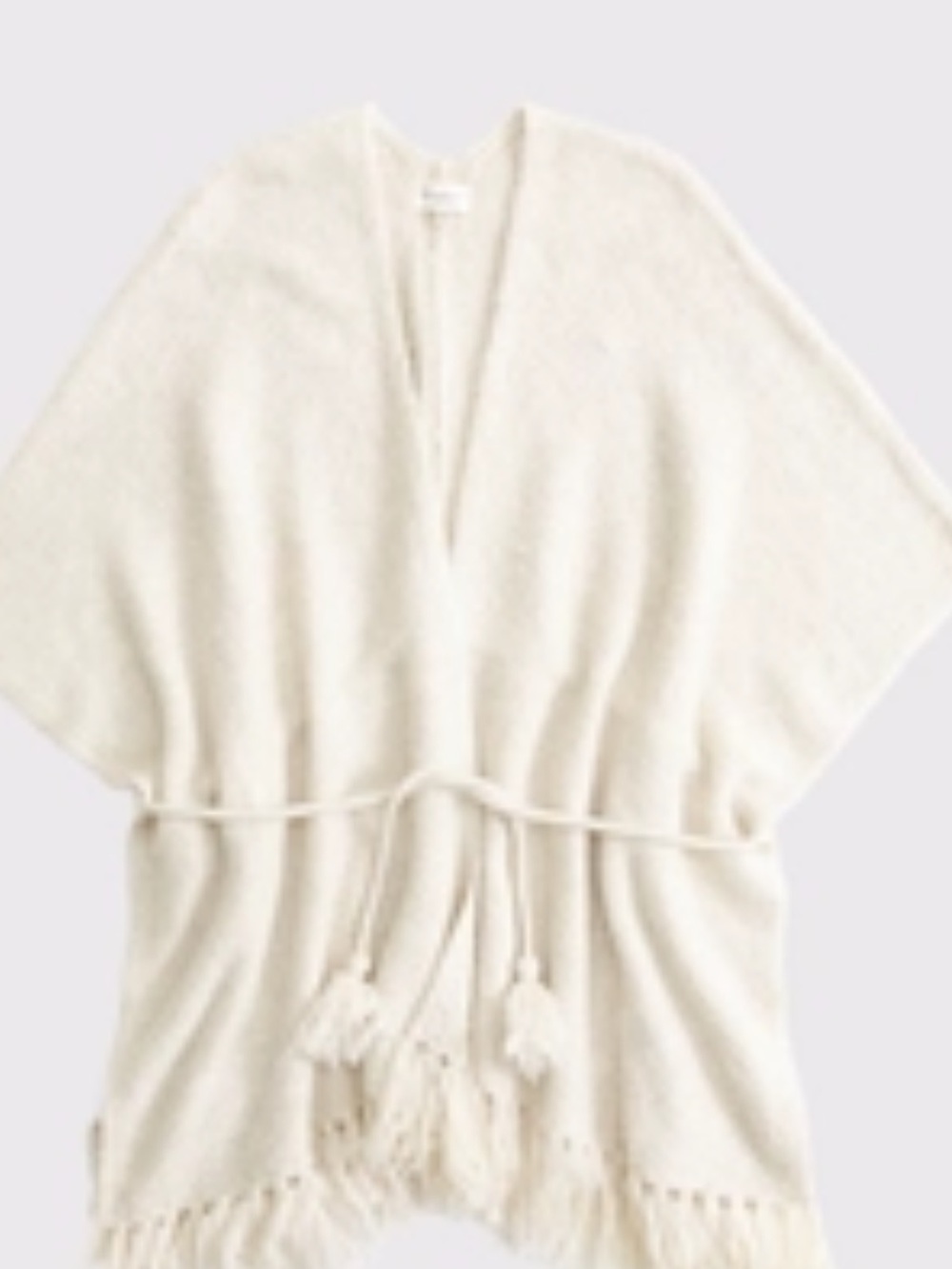 Abercrombie Cream Tassel Tie-Waist Sweater Poncho